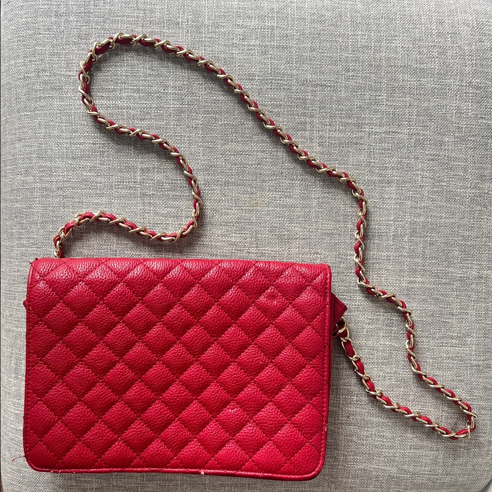 Forever 21 Red Quilted Leather Crossbody Bag